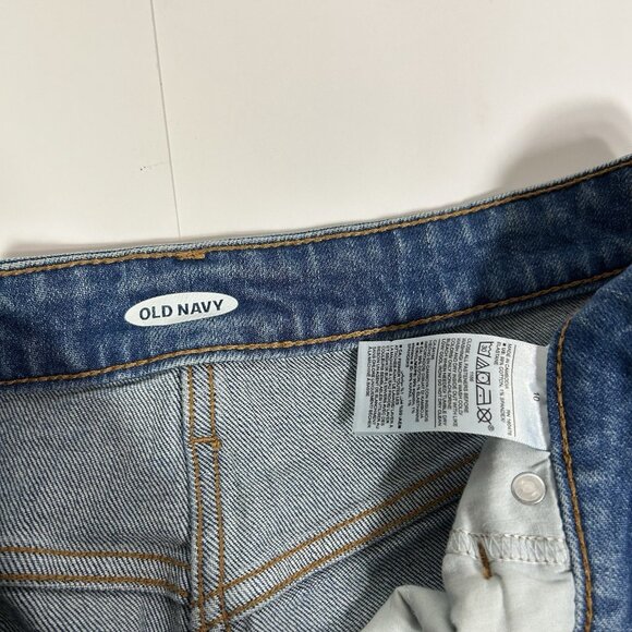 Old Navy Women Blue Jean Stretch Denim Pencil Skirt Raw Hem Front Slit Sz 10 - Picture 6 of 9